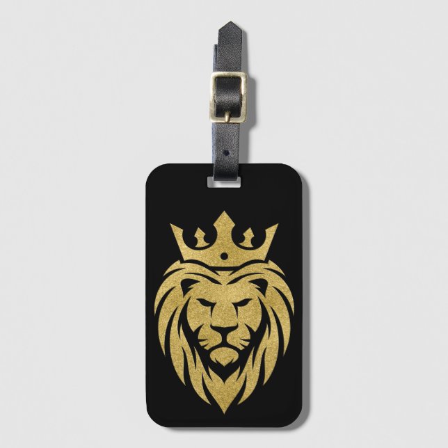 Lion With Crown - Gold Style 3 Luggage Tag (Front Vertical)