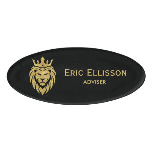 Lion With Crown - Gold Style 3 Name Tag