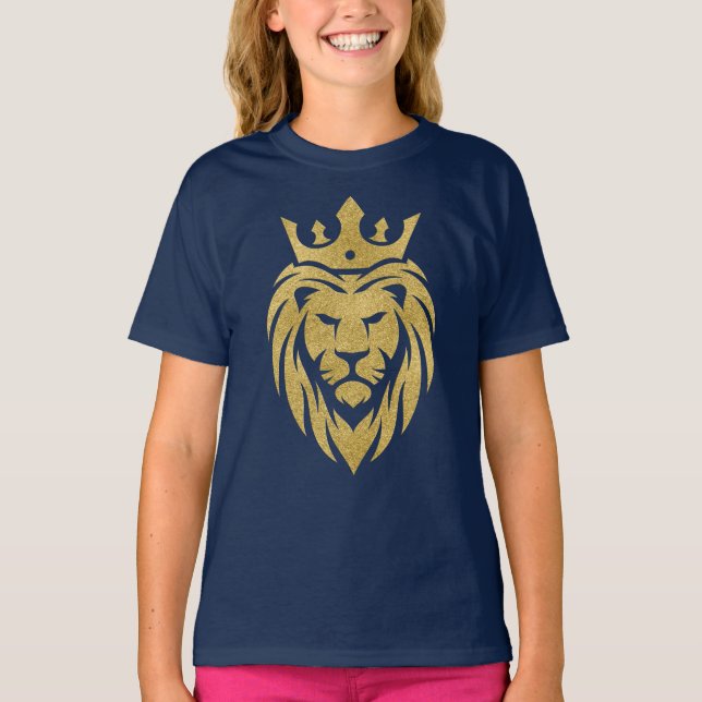 Lion With Crown - Gold Style 3 T-Shirt (Front)