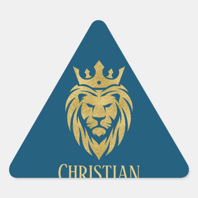 Lion With Crown - Gold Style 3 Triangle Sticker (Front)