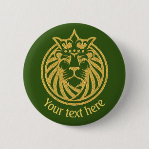 Lion With Crown - Gold Style 4 6 Cm Round Badge