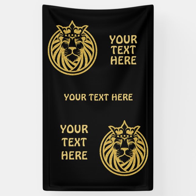 Lion With Crown - Gold Style 4 Banner (Vertical)
