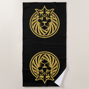 Lion With Crown - Gold Style 4 Beach Towel