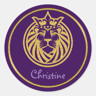 Lion With Crown - Gold Style 4 Classic Round Sticker