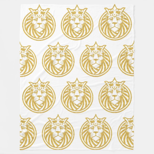 Lion With Crown - Gold Style 4 Fleece Blanket (Front)