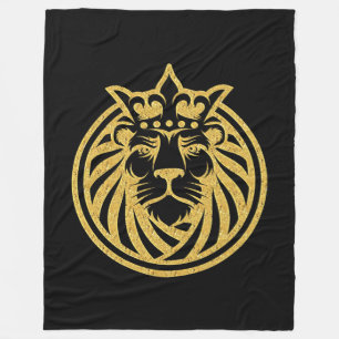 Lion With Crown - Gold Style 4 Fleece Blanket