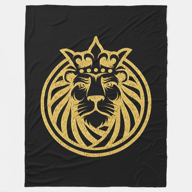 Lion With Crown - Gold Style 4 Fleece Blanket (Front)