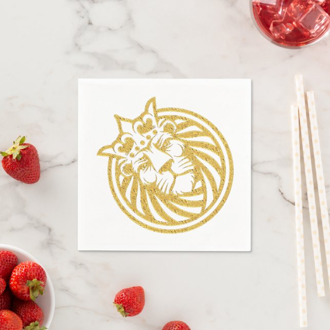 Lion With Crown - Gold Style 4 Napkin (Insitu)
