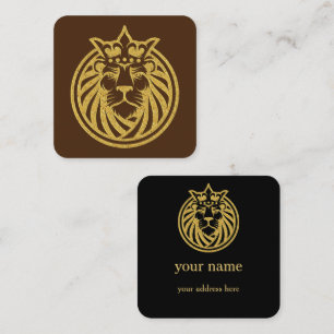 Lion With Crown - Gold Style 4 Square Business Card