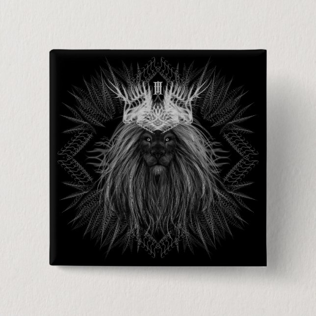 Lion with Crown Monogram 15 Cm Square Badge (Front)