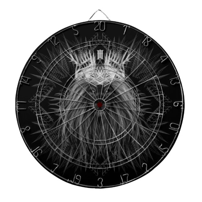 Lion with Crown Monogram Black Dartboard (Front)