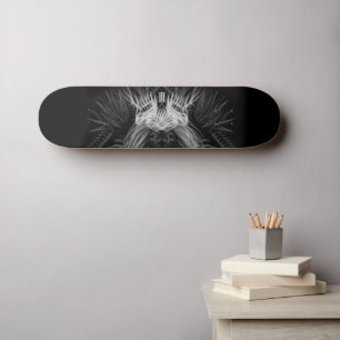 Lion with Crown Monogram Black Skateboard