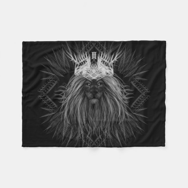 Lion with Crown Monogram Fleece Blanket (Front (Horizontal))
