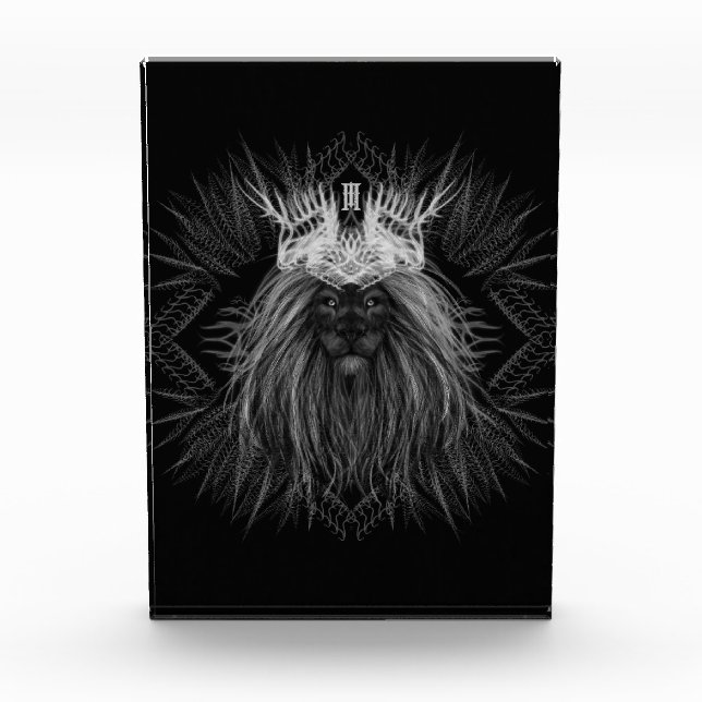 Lion with Crown Monogram Photo Block (Front)