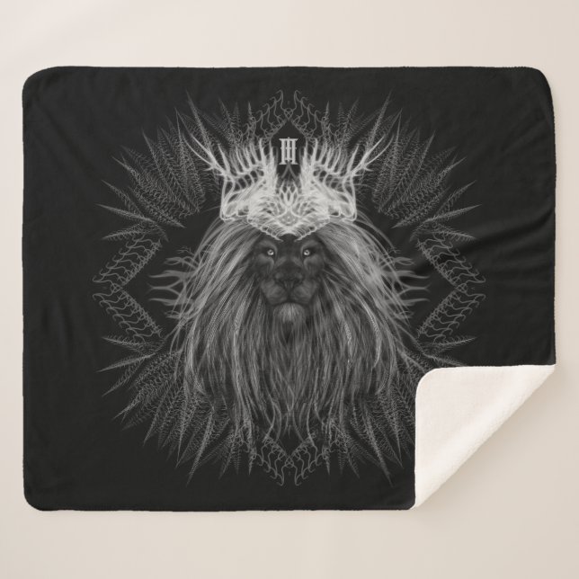 Lion with Crown Monogram Sherpa Blanket (Front (Horizontal))
