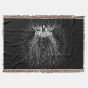 Lion with Crown Monogram Throw Blanket