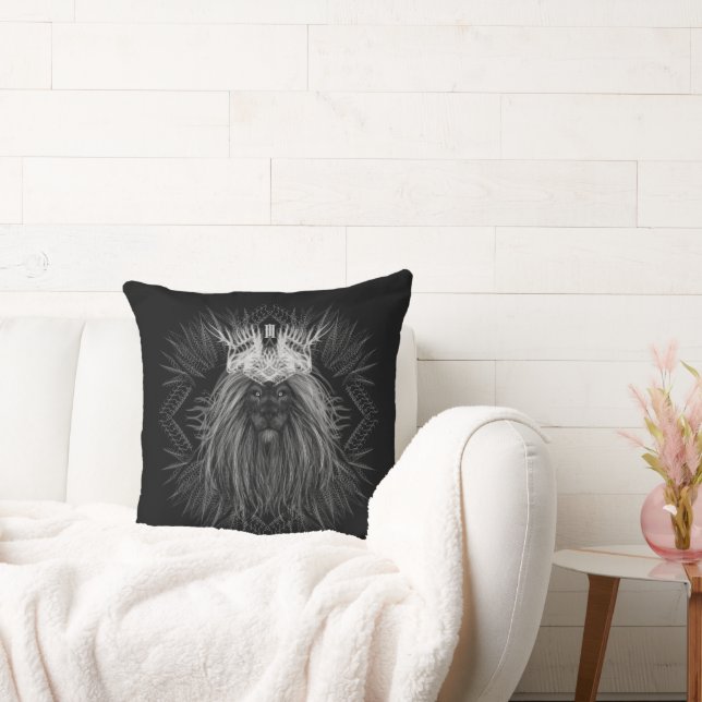 Lion with Crown Monogram Throw Pillow (Couch)
