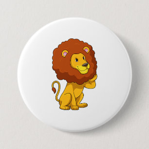 Lion with Curls 7.5 Cm Round Badge