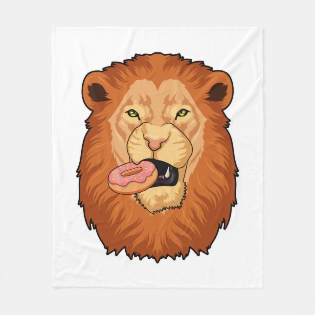 Lion with Donut Fleece Blanket (Front)