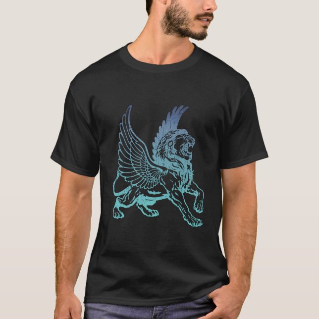 Lion With Eagle Wings Fantasy Magic Creature Mythi T-Shirt (Front)