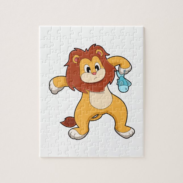 Lion with Fish Jigsaw Puzzle (Vertical)