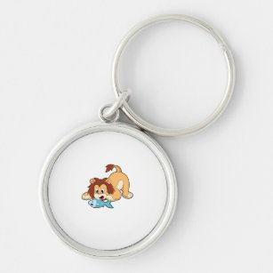 Lion with Fish Key Ring