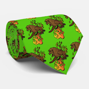 Lion With Flames Sports Football Basketball Tie