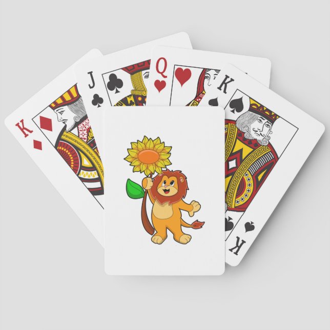 Lion with Flower Sunflower Playing Cards (Back)