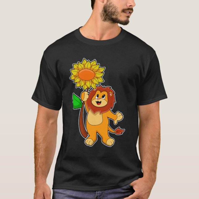 Lion with Flower Sunflower T-Shirt (Front)