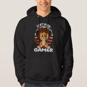 Lion With Gamer Headset Gaming Lion Certified Game Hoodie