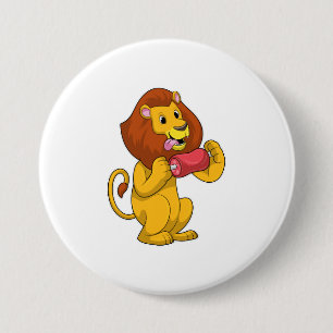 Lion with Meat 7.5 Cm Round Badge