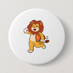 Lion with Meat 7.5 Cm Round Badge