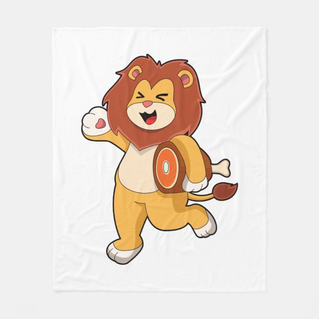 Lion with Meat Fleece Blanket (Front)