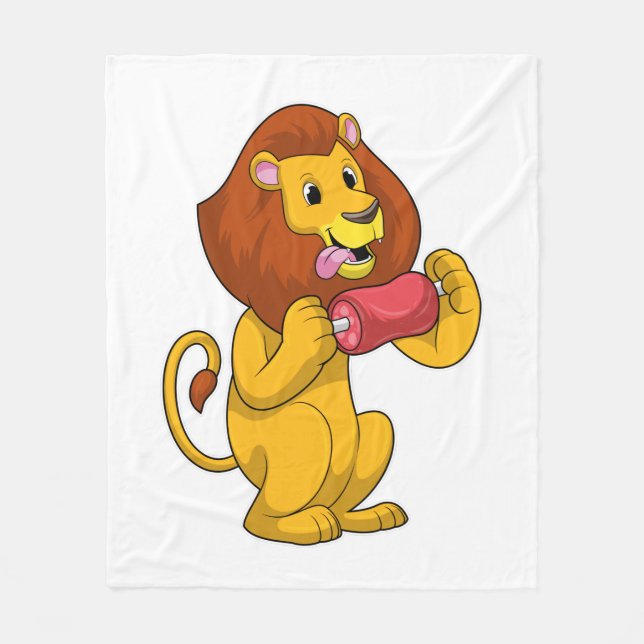 Lion with Meat Fleece Blanket (Front)