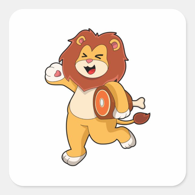 Lion with Meat Square Sticker (Front)