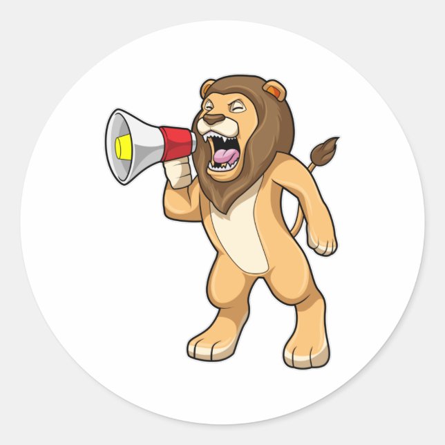 Lion with Microphone Classic Round Sticker (Front)