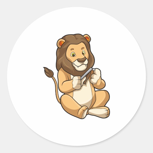 Lion with Nail arrows Classic Round Sticker (Front)