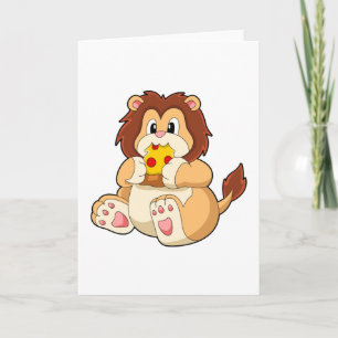 Lion with Piece of Salami Pizza.PNG Card