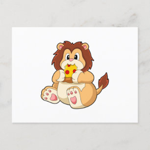 Lion with Piece of Salami Pizza.PNG Postcard