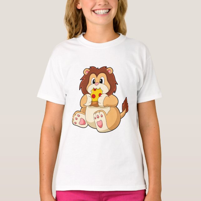 Lion with Piece of Salami Pizza.PNG T-Shirt (Front)