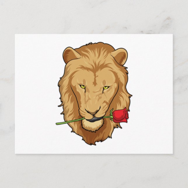 Lion with Rose Postcard (Front)
