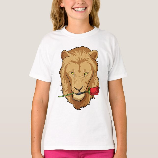 Lion with Rose T-Shirt (Front)
