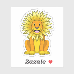 Lion with Sunflower Flower