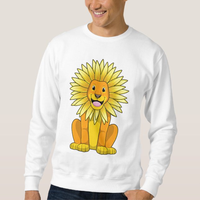 Lion with Sunflower Flower Sweatshirt (Front)
