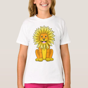 Lion with Sunflower Flower T-Shirt