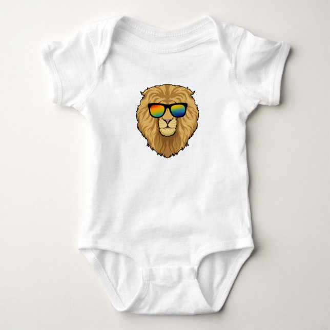 Lion with Sunglasses Baby Bodysuit (Front)