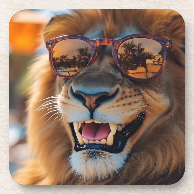 Lion with sunglasses coaster (Front)
