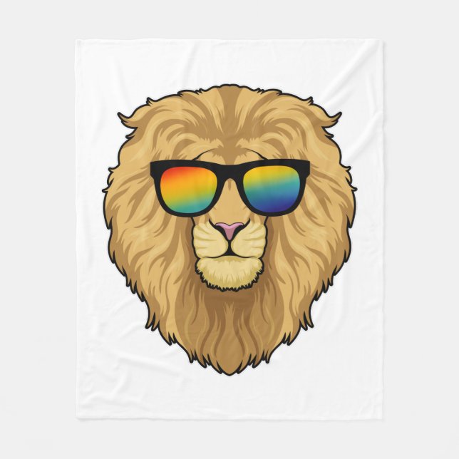 Lion with Sunglasses Fleece Blanket (Front)