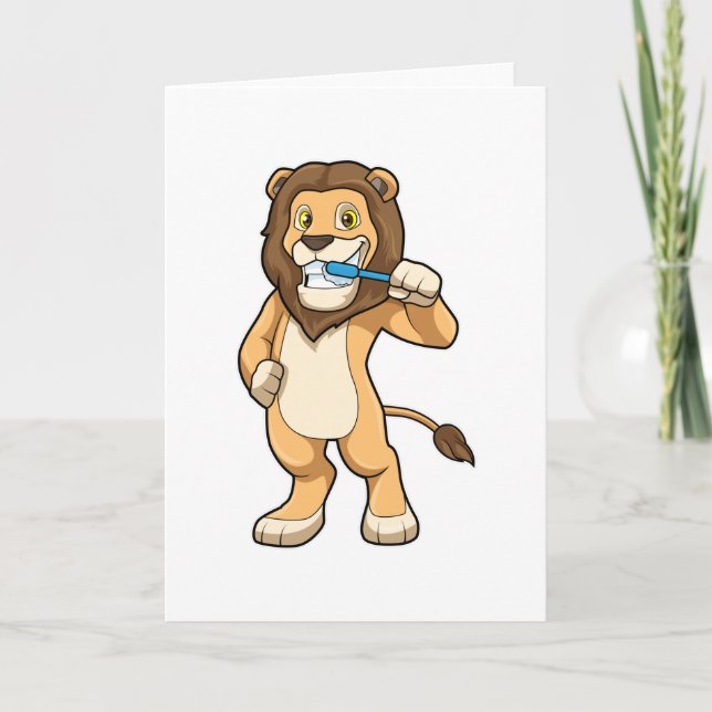 Lion with Toothbrush Card (Front)