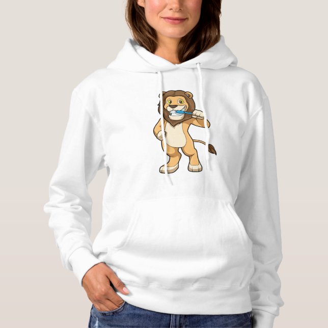 Lion with Toothbrush Hoodie (Front)